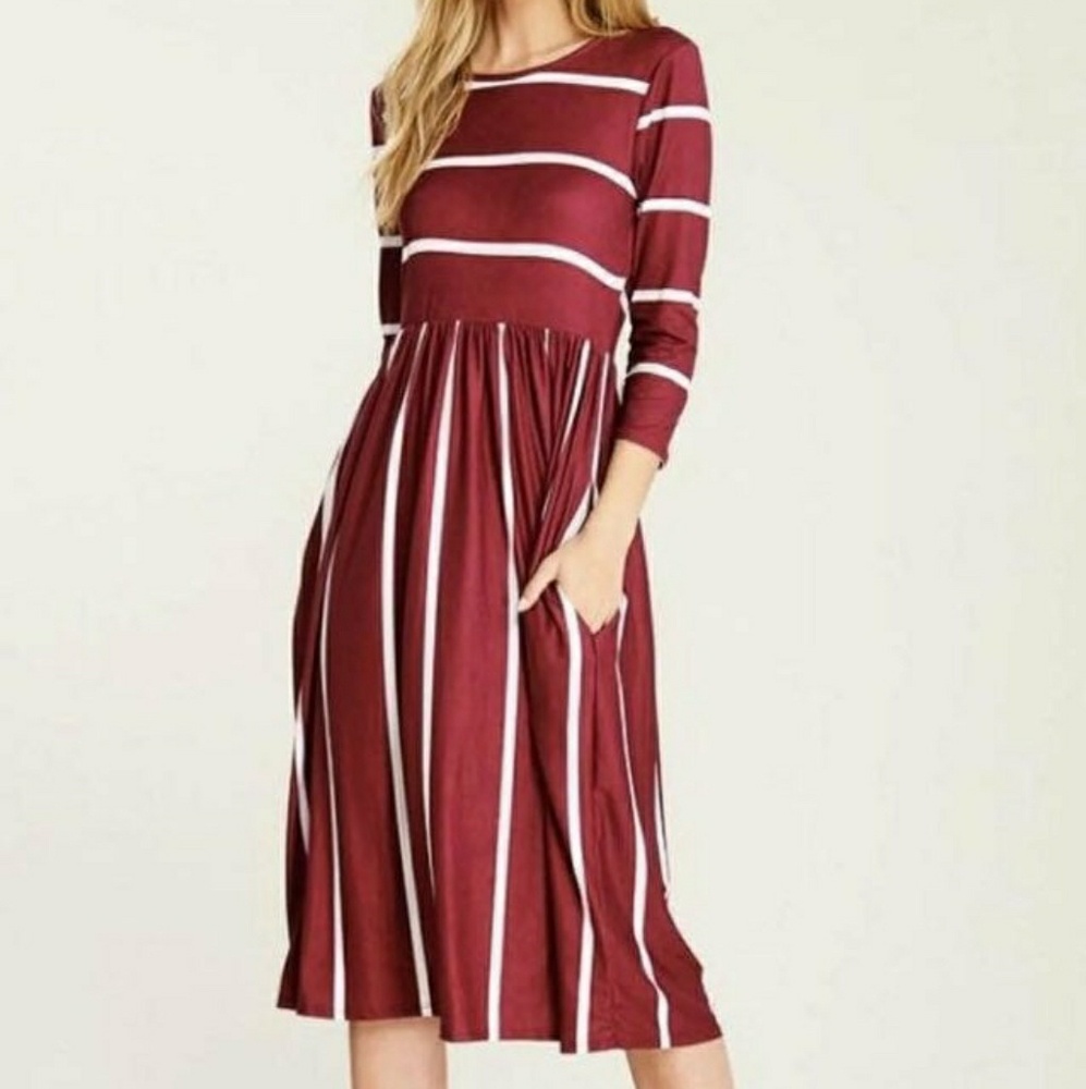 Reborn J Striped Midi Dress